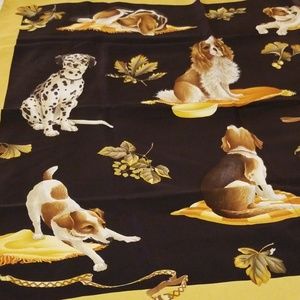 Authentic Salvatore Ferragamo 100% Silk Scarf Dogs